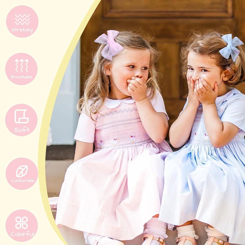 C.N. 6 PCS Tulle Hair Bows for Girls, Toddler Bows with Glitter Star Alligator, Colorful Hair Barrettes Wedding Hair Accessories for Baby Girls Infants Toddler Teens Party (Type D) - Image 3